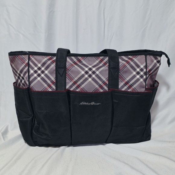 Eddie Bauer Handbags - Eddie Bauer Diaper Bag Tote In Black, Grey, & Red